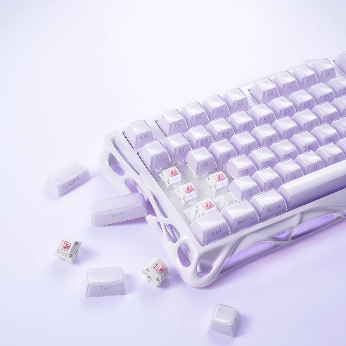 GRAVASTAR MERCURY K1 75% Wireless Mechanical Gaming Keyboard – Lavender Purple - كيبورد احترافي