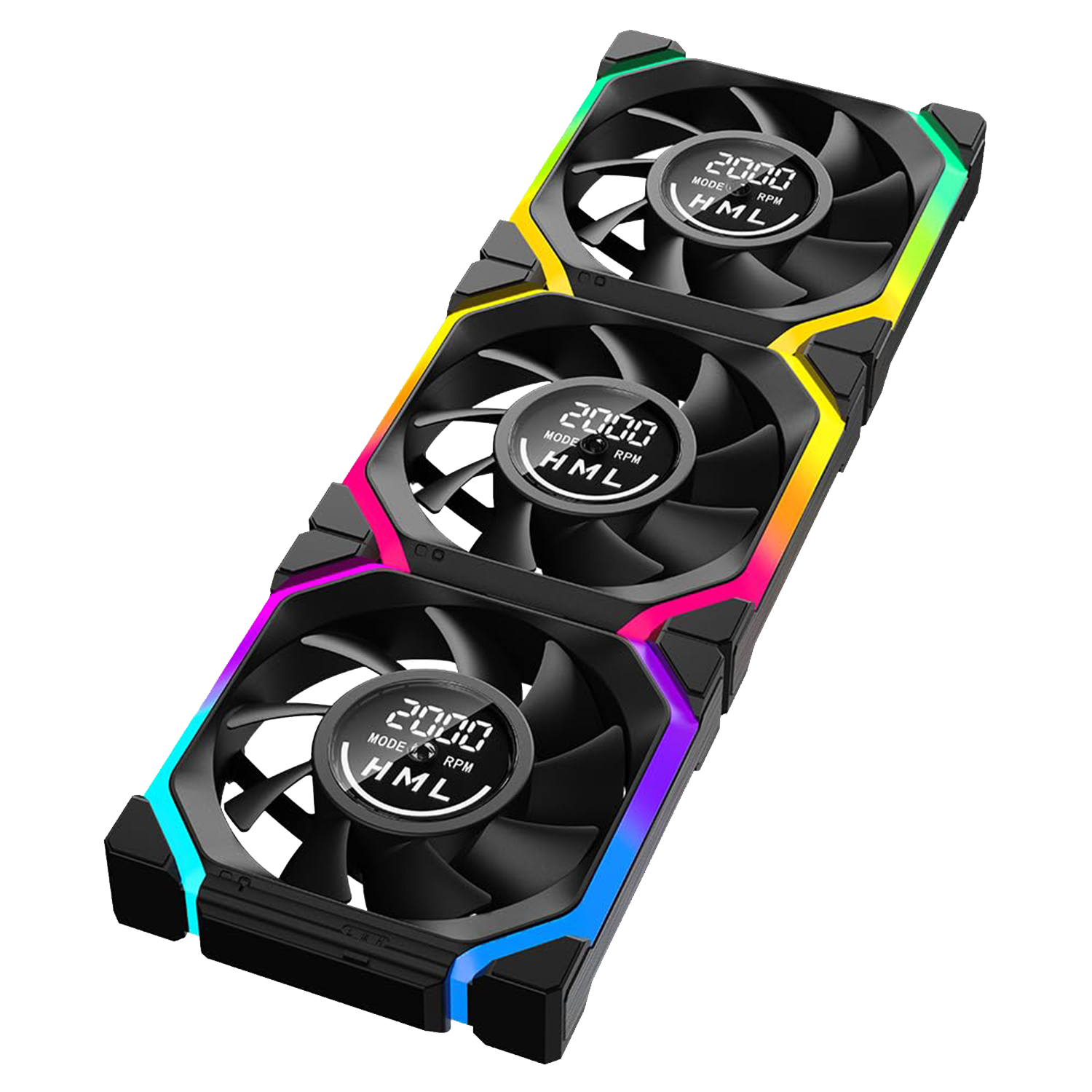Jungle Leapard Galaxy Series V2 Dgt 3Pack Fans (Forward / Reverse), 120mm ARGB and PWM Case Fan Black - مروحة مع شاشه Jungle Leapard Galaxy Series V2 Dgt 3Pack Fans (Forward / Reverse), 120mm ARGB and PWM Case Fan Black - مروحة مع شاشه