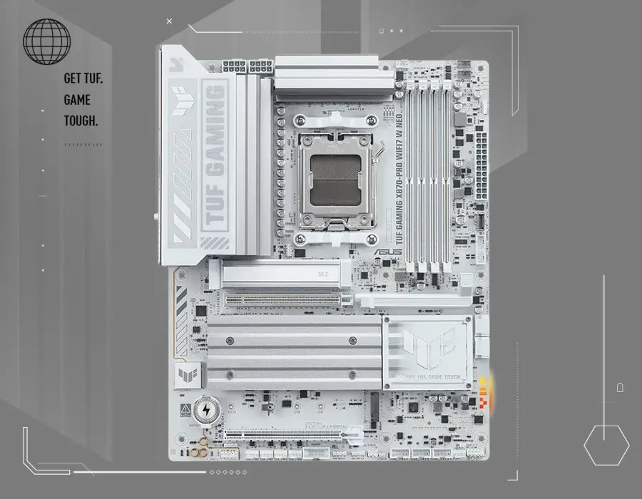 ASUS TUF GAMING X870 PRO WIFI7 W NEO Motherboard (AMD AM5, DDR5, Wi-Fi 7) White Motherboard - لوحة أم بيضاء