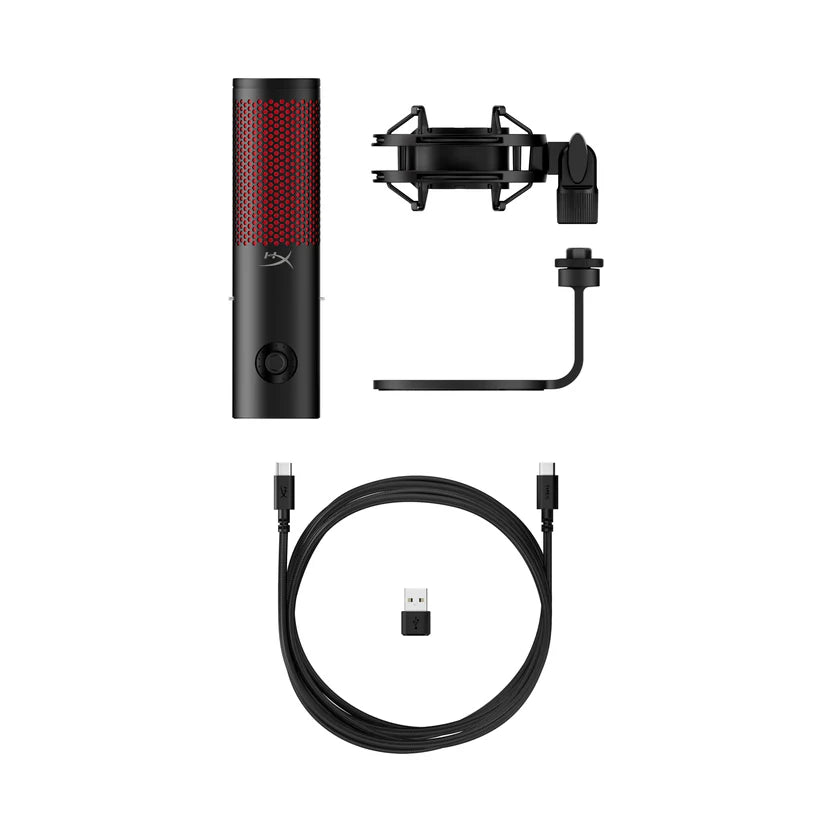HyperX QuadCast 2 USB Gaming Microphone, Removable Shock Mount for PC, Mac, PS5, PS4, USB-C - Black - ميكروفون  للقيمنق