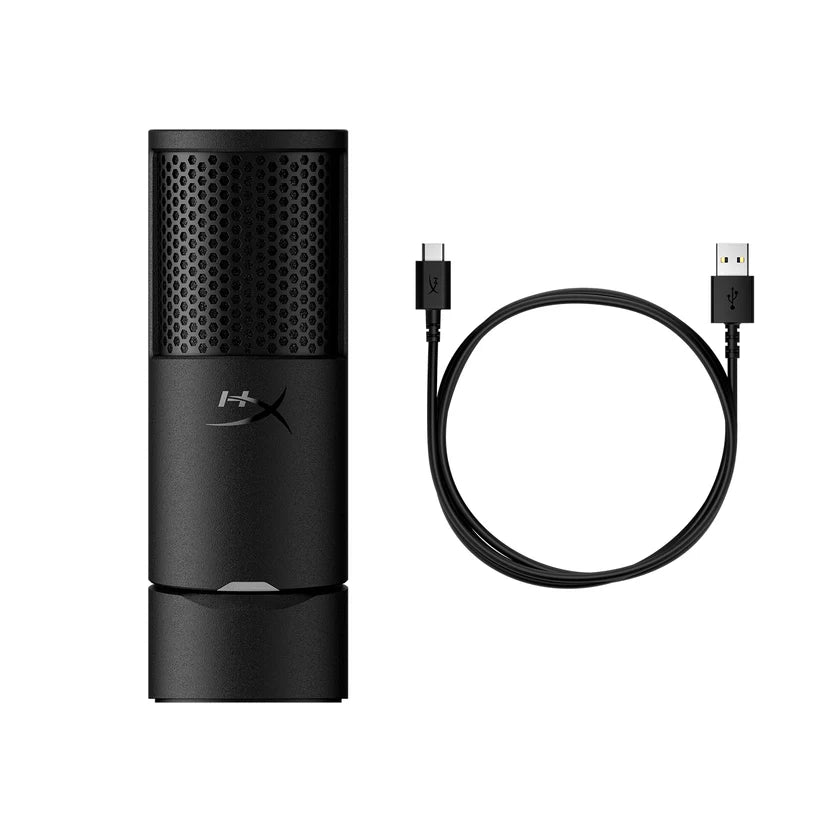 HyperX SoloCast 2 USB Gaming Microphone, 24-bit/96kHz, USB-C, Shock Mount & Pop Filter, Voice Enhance, Black - ميكروفون قيمنق
