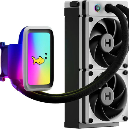 HYTE THICC Q60 240mm AIO liquid cooler with 5" IPS 720p display and 42 pixel QRGB Array - مبرد مائي مع شاشه - PC BUILDER QATAR - Best PC Gaming Store in Qatar 