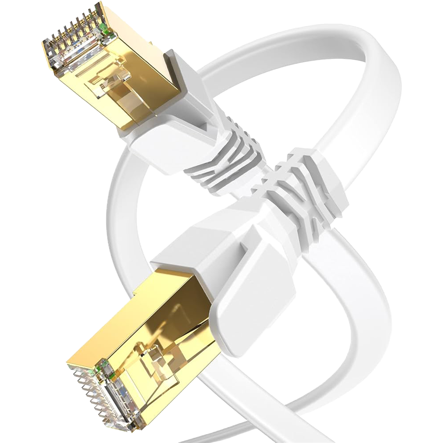 Ethernet Cable Cat 8 15Ft (4.5M) Cat8 Internet Cable Flat Gigabit High Speed Shielded RJ45 LAN Cable, White - 4.5M كيبل نت