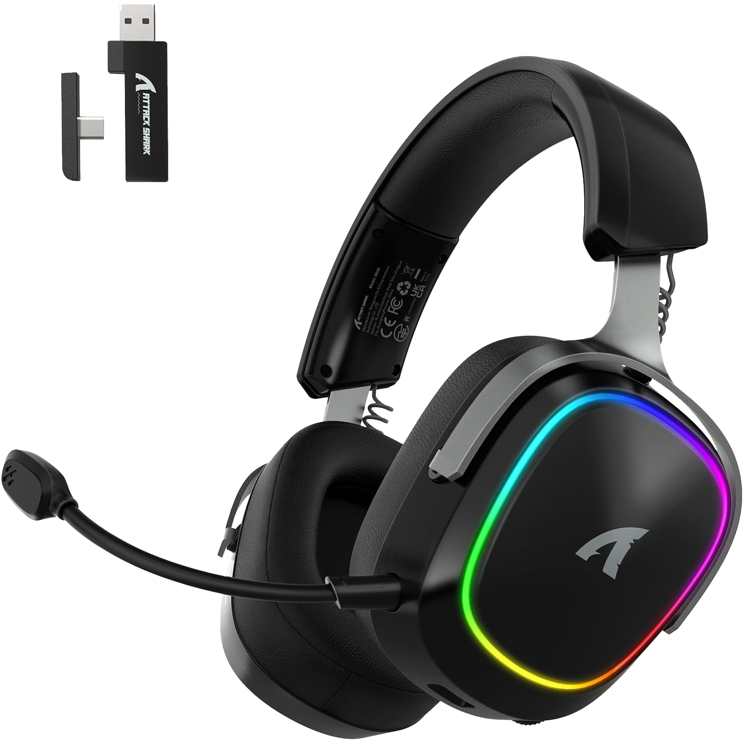 ATTACK SHARK G800 Wireless Gaming Headset, 7.1 Surround Sound Black - سماعة محيطية لا سلكية ATTACK SHARK G800 Wireless Gaming Headset, 7.1 Surround Sound Black - سماعة محيطية لا سلكية
