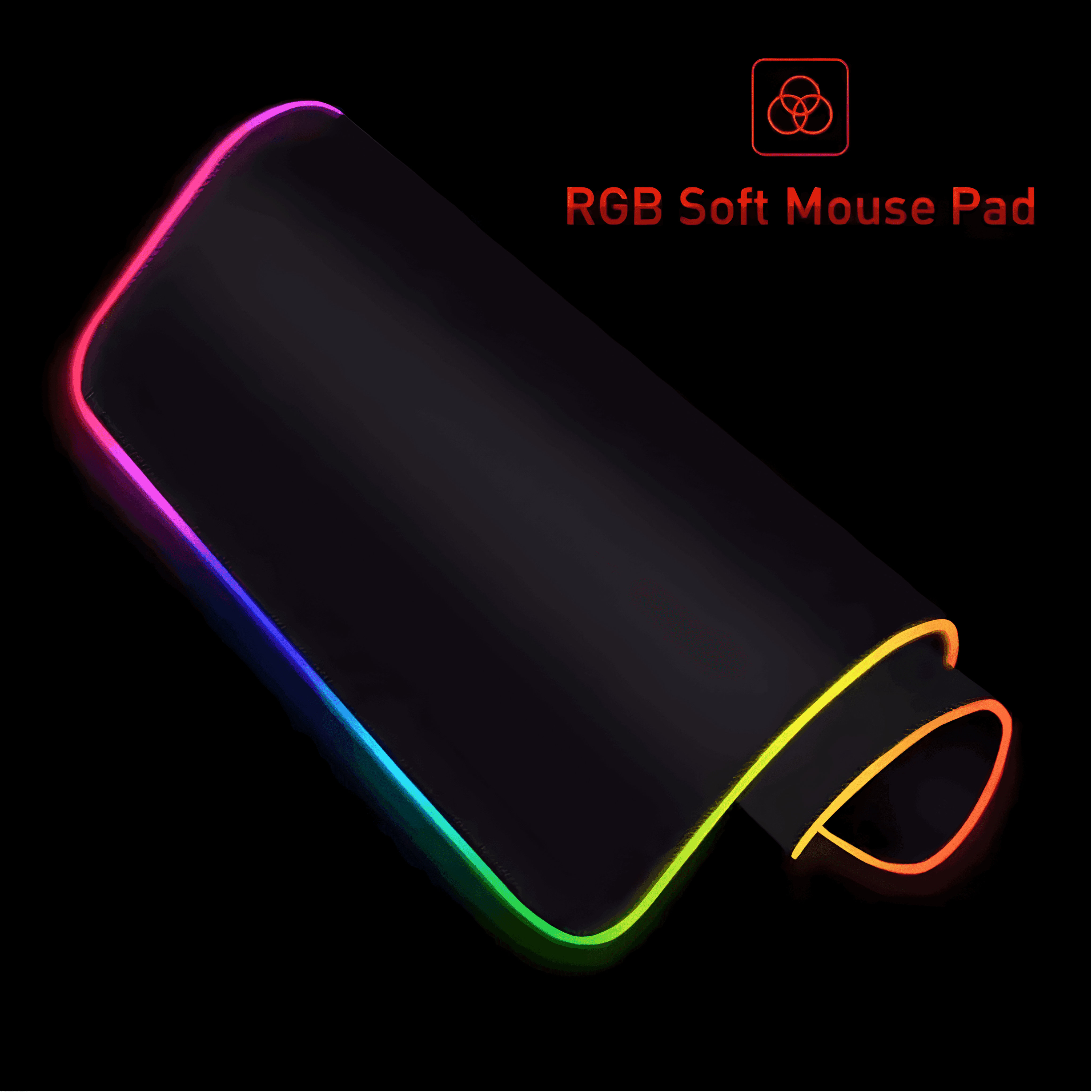 Rog gamer large mousepad XXL RGB with LED suitable for e-sports gamers anti-slip base - 400x900x3mm - موس باد