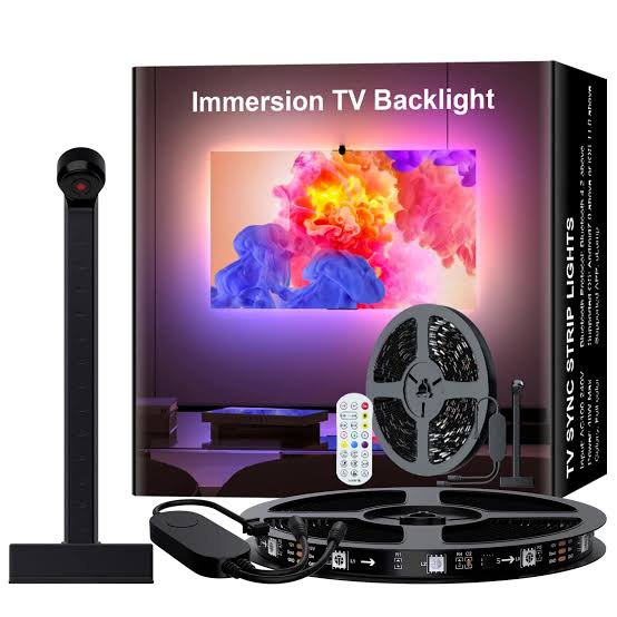 RGBIC LED TV Backlight Strip with Smart Camera – Real-Time Screen Sync, App Control & Music Sync for 55-75 Inch TVs - اضاءة خلفية للشاشة