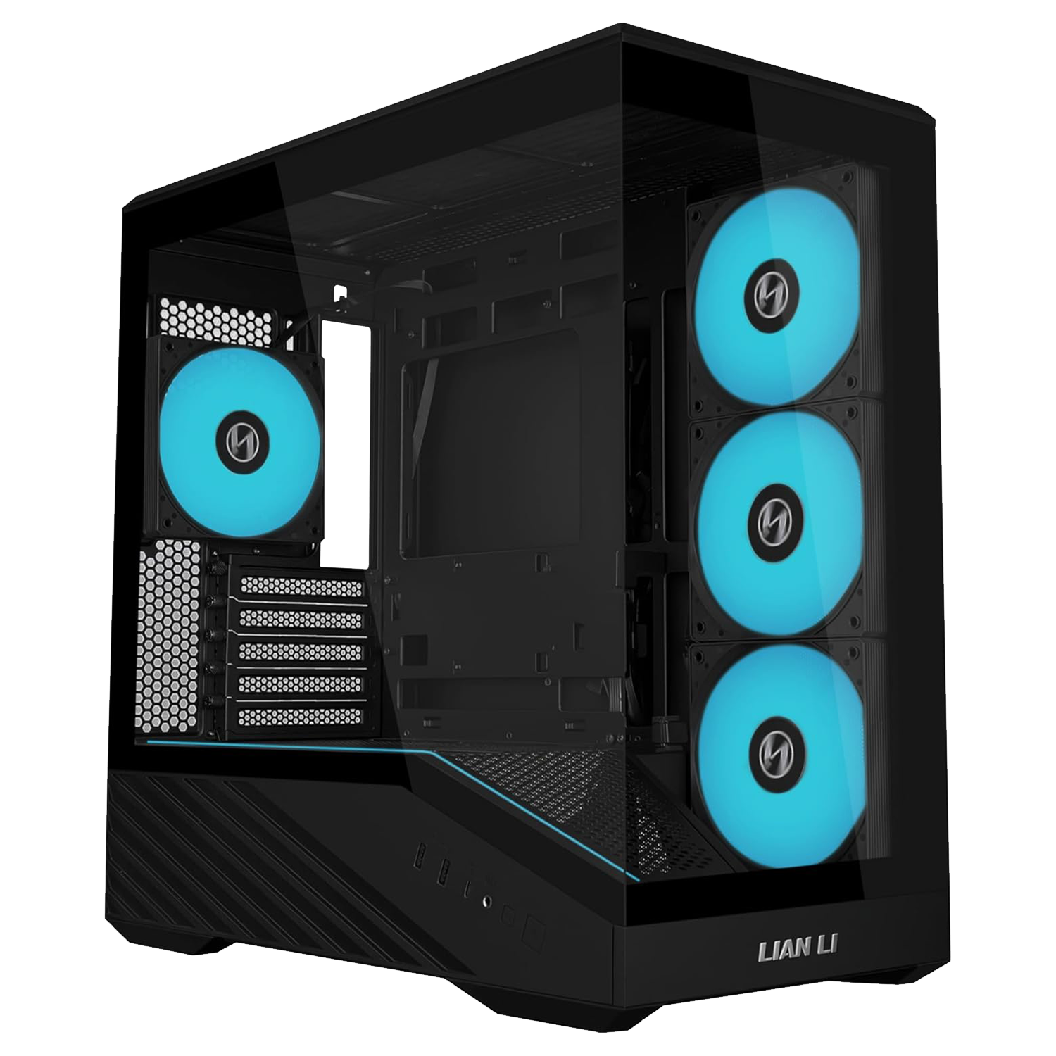 Lian Li Vector V100R Mini MicroATX Black Case, 360mm Radiator, Tempered Glass Black - كيس اسود