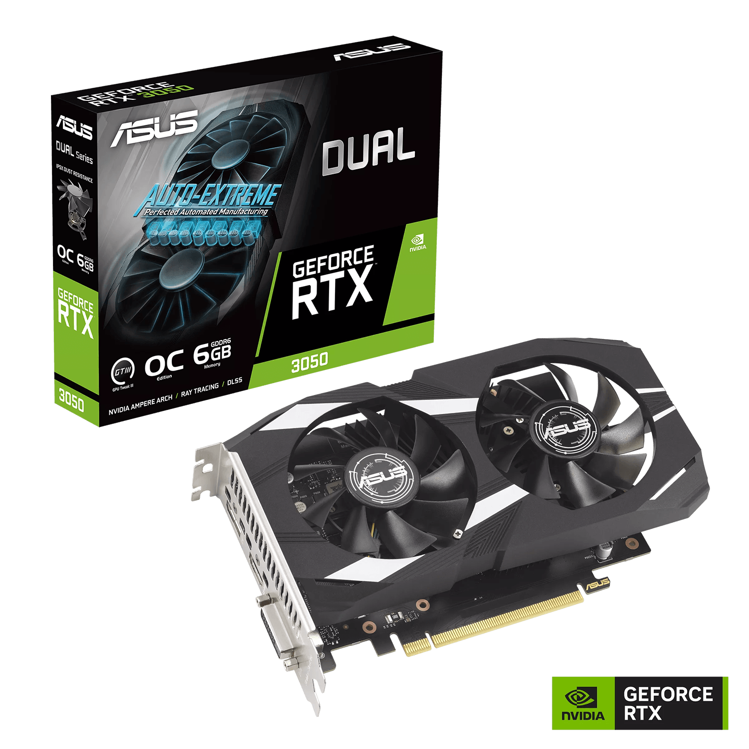 ASUS Dual GeForce RTX 3050 OC Edition 6GB GDDR6 Black - كرت شاشة ASUS Dual GeForce RTX 3050 OC Edition 6GB GDDR6 Black - كرت شاشة