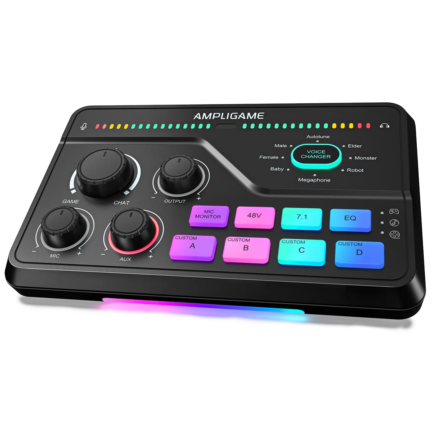 FIFINE AmpliGame SC8 Gaming Audio Mixer with RGB for PC and PS4, Black - مكسر صوت