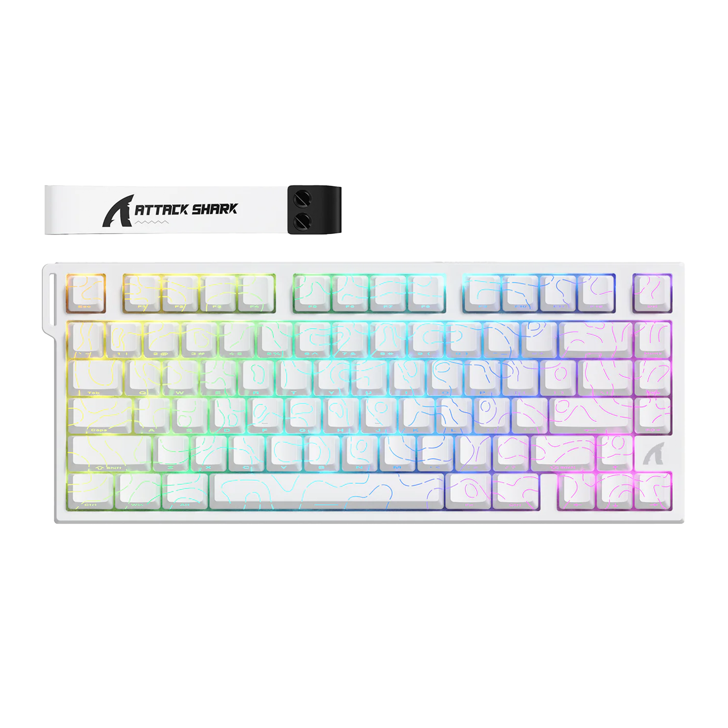 ATTACK SHARK R82 HE Rapid Trigger Keyboard Magnetic Switch with 0.005MM RT White Contours - كيبورد مغناطيسي أبيض