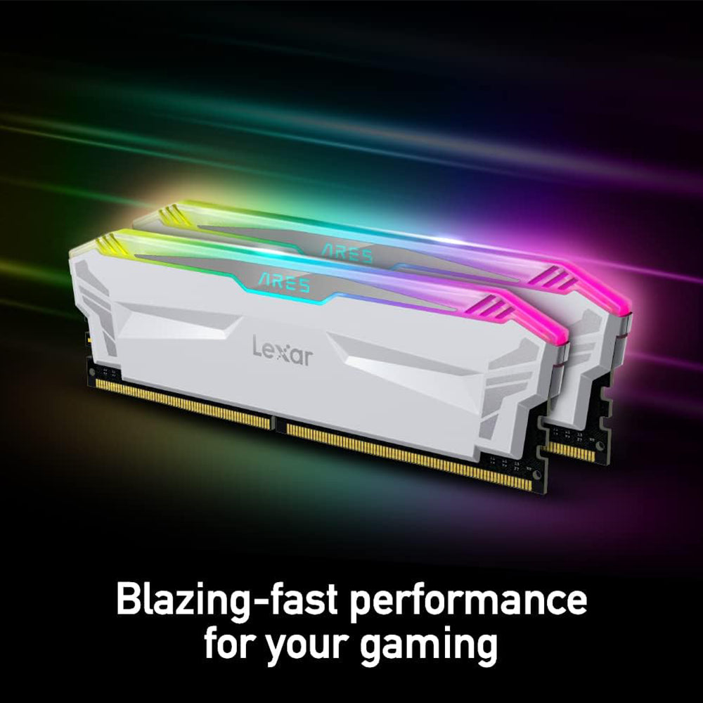 Lexar ARES RGB 32GB (2x16GB) DDR5 RAM 6400MHz CL32 Desktop Memory White - رامات بيضاء
