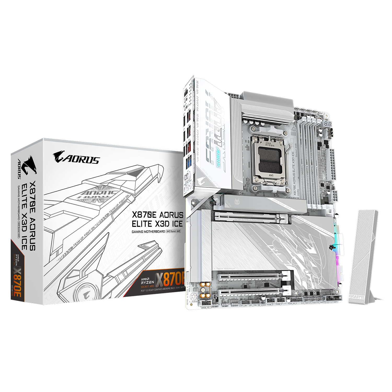 Gigabyte X870E Aorus Elite X3D ICE WiFi7 DDR5 AM5 AMD ATX Gaming Motherboard - اللوحة الأم