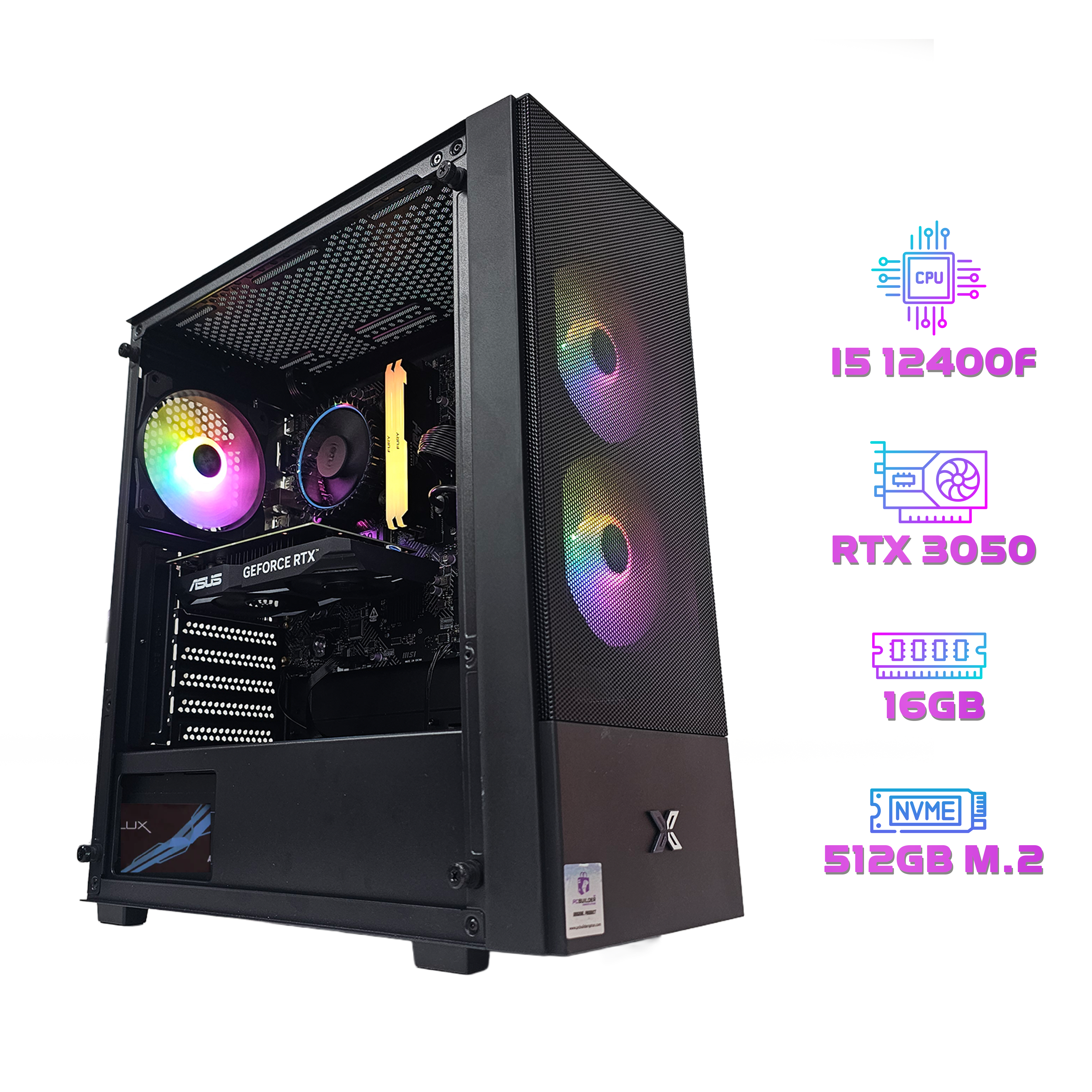 MID GAMING PC 203 - ASUS RTX 3050 OC Edition 6GB - Intel Core i5-12400F - RAM 16GB - بي سي ألعاب متوسط