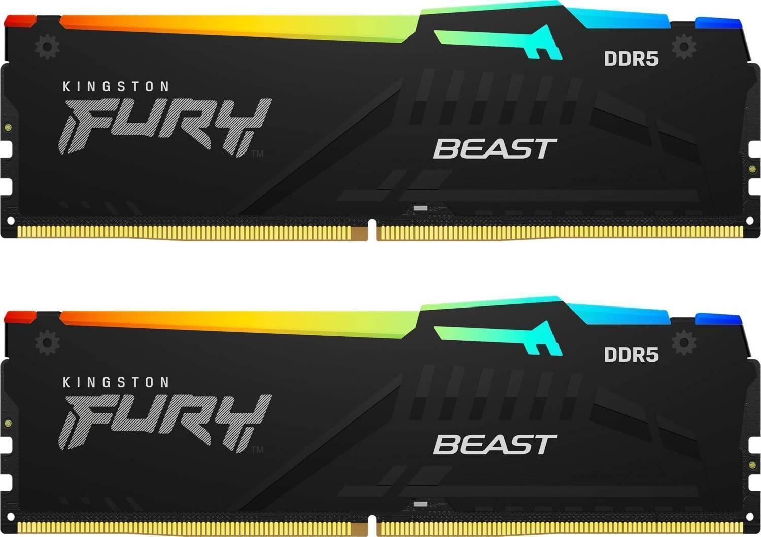 Kingston Fury Beast 64GB (2x32GB) 5200MT/s DDR5 CL40 RGB Ram - الذاكرة العشوائية Kingston Fury Beast 64GB (2x32GB) 5200MT/s DDR5 CL40 RGB Ram - الذاكرة العشوائية