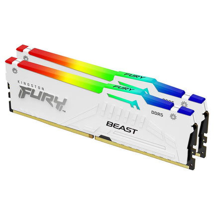 Kingston Fury Beast White RGB 32GB (2x16GB) 5600MT/s DDR5 - الذاكرة العشوائية - PC BUILDER QATAR - Best PC Gaming Store in Qatar 