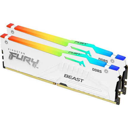 Kingston Fury Beast White RGB 32GB 2x16GB 6000MHz DDR5 RAM - الذاكره العشوائية - PC BUILDER QATAR - Best PC Gaming Store in Qatar 