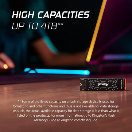 Kingston FURY Renegade 2TB PCIe Gen 4.0 NVMe M.2 Internal Gaming SSD | Up to 7300 MB/s | Works with PS5/XBOX - مساحة تخزين - PC BUILDER QATAR - Best PC Gaming Store in Qatar 