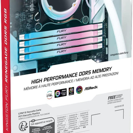 Kingston Fury Renegade White RGB 32GB 2x16GB 6400MTs CL32 DDR5 DIMM - الذاكرة العشوائية - PC BUILDER QATAR - Best PC Gaming Store in Qatar 