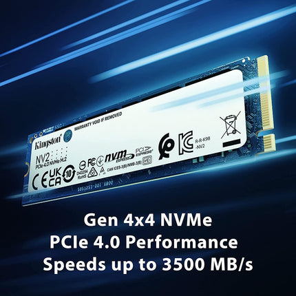Kingston NV2 500GB M.2 2280 NVMe Internal SSD | PCIe 4.0 Gen 4x4 | Up to 3500 MB/s - مساحة تخزين - PC BUILDER QATAR - Best PC Gaming Store in Qatar 