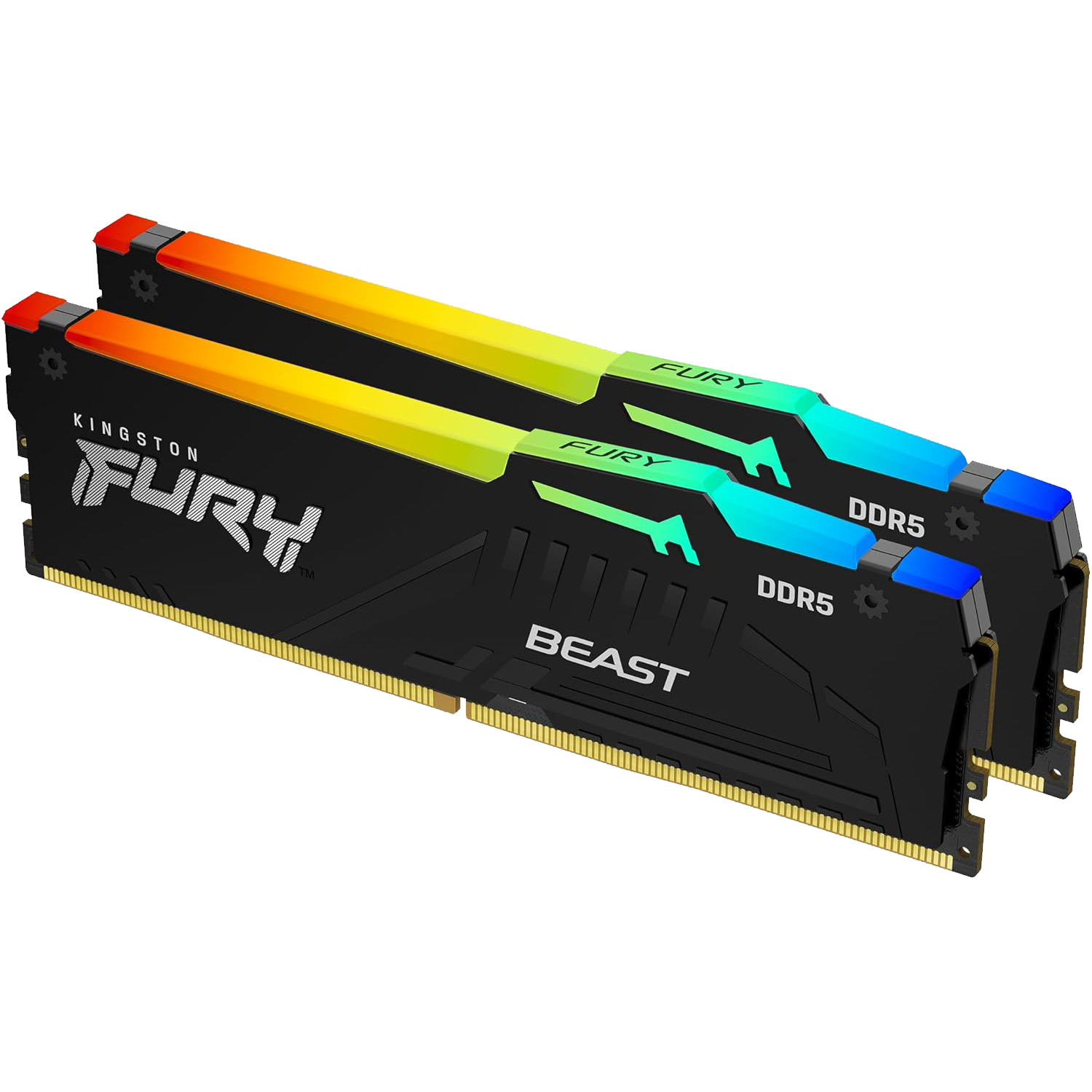 Kingston Fury Beast RGB 32GB (2x16GB) 6000MT/s DDR5 RAM, CL30, Intel XMP/AMD EXPO, Dual Channel DIMM Kit Black - الذاكرة العشوائية