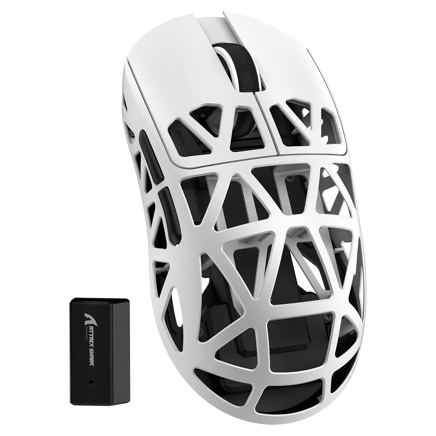 Attack Shark R2 Gaming Wireless Mouse White - PAW3950 8K Magnesium Alloy Lightweight Gaming Mouse Bluetooth Tri-Mode for Gaming/Office - موس قيمنق