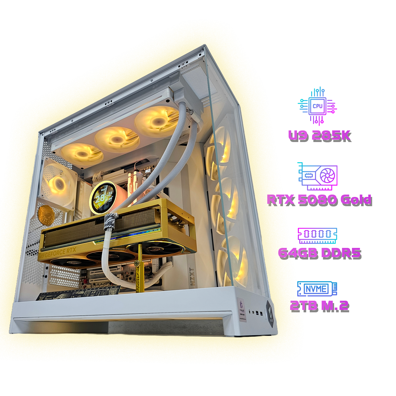 EXTREME GAMING PC 195 -  RTX 5080 ASUS DHAHAB  - Intel Core Ultra 9 285K - RAM : 64GB DDR5 - بي سي قوي مع كرت ذهب