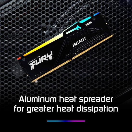Kingston FURY Beast 16GB (2x8GB) 5200MT/s DDR5 CL36 RGB Desktop Memory Kit of 2 | Infrared Syncing | AMD Expo | Plug N Play |- رام ار جي بي