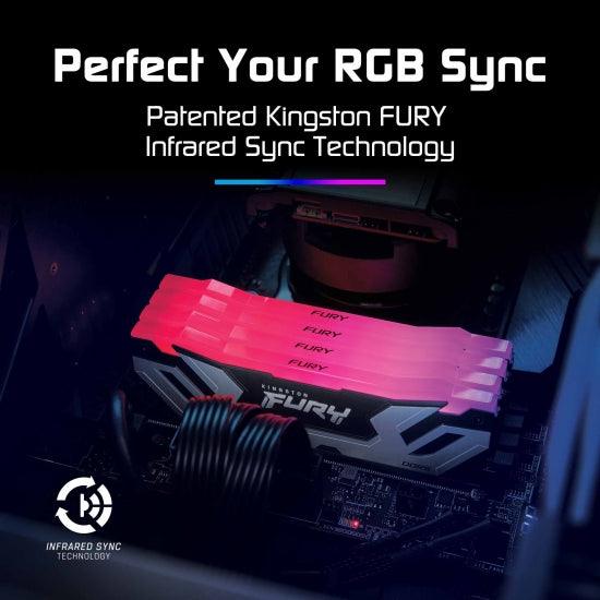 Kingston FURY Renegade 48GB DDR5 6000MT/s RGB  Memory DIMM - Silver/Black - رام مع ار جي بي