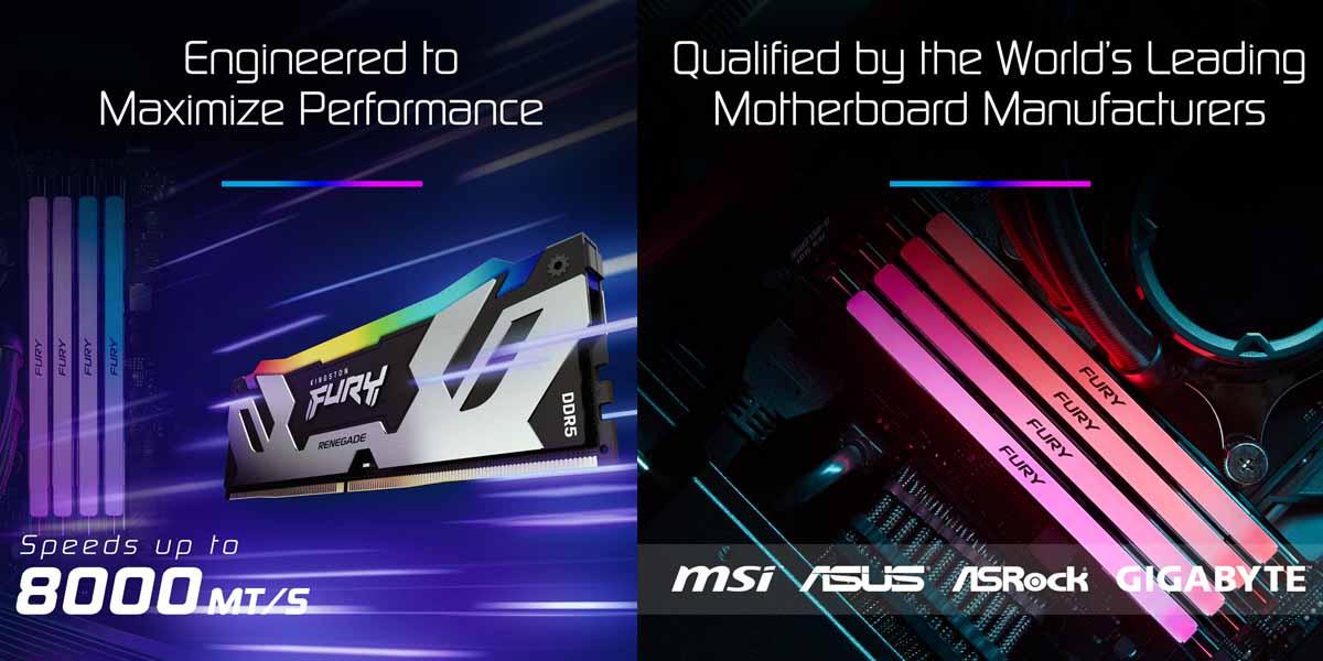 Kingston Fury Renegade Black RGB XMP 96GB 6000MT/s DDR5 CL32 DIMM Desktop Gaming Memory (Kit of 2) - رامات مع ار جي بي