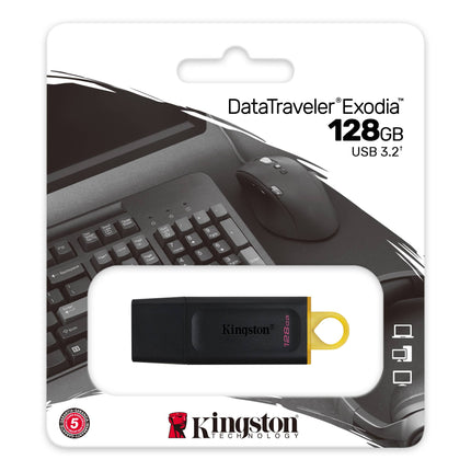 ذاكرة فلاش كينجستون USB3.2 Gen 1 DataTraveler Exodia سعة 128 جيجابايت - فلاش ميموري