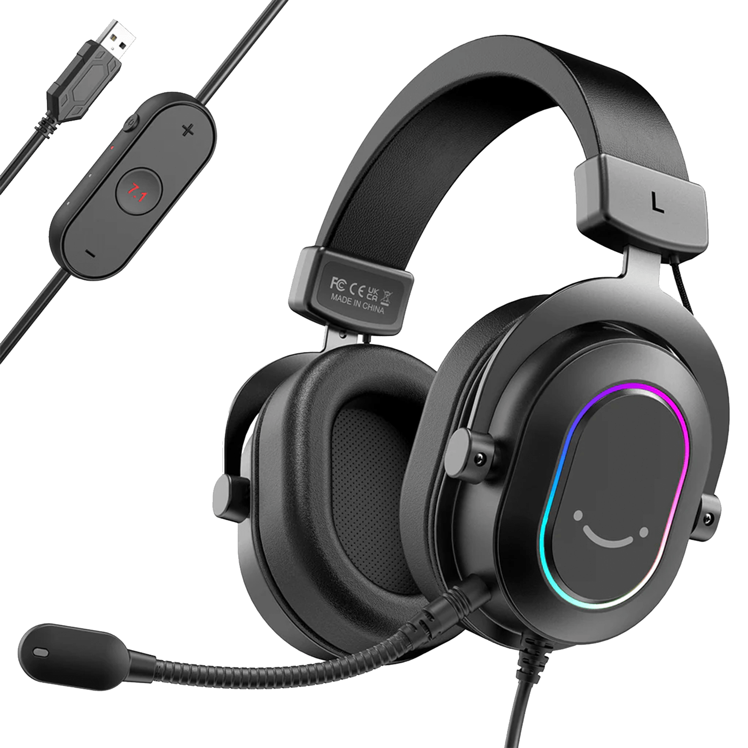 FIFINE H6 USB Headset 7.1 Surround Sound RGB Black - سماعات محيطية FIFINE H6 USB Headset 7.1 Surround Sound RGB Black - سماعات محيطية