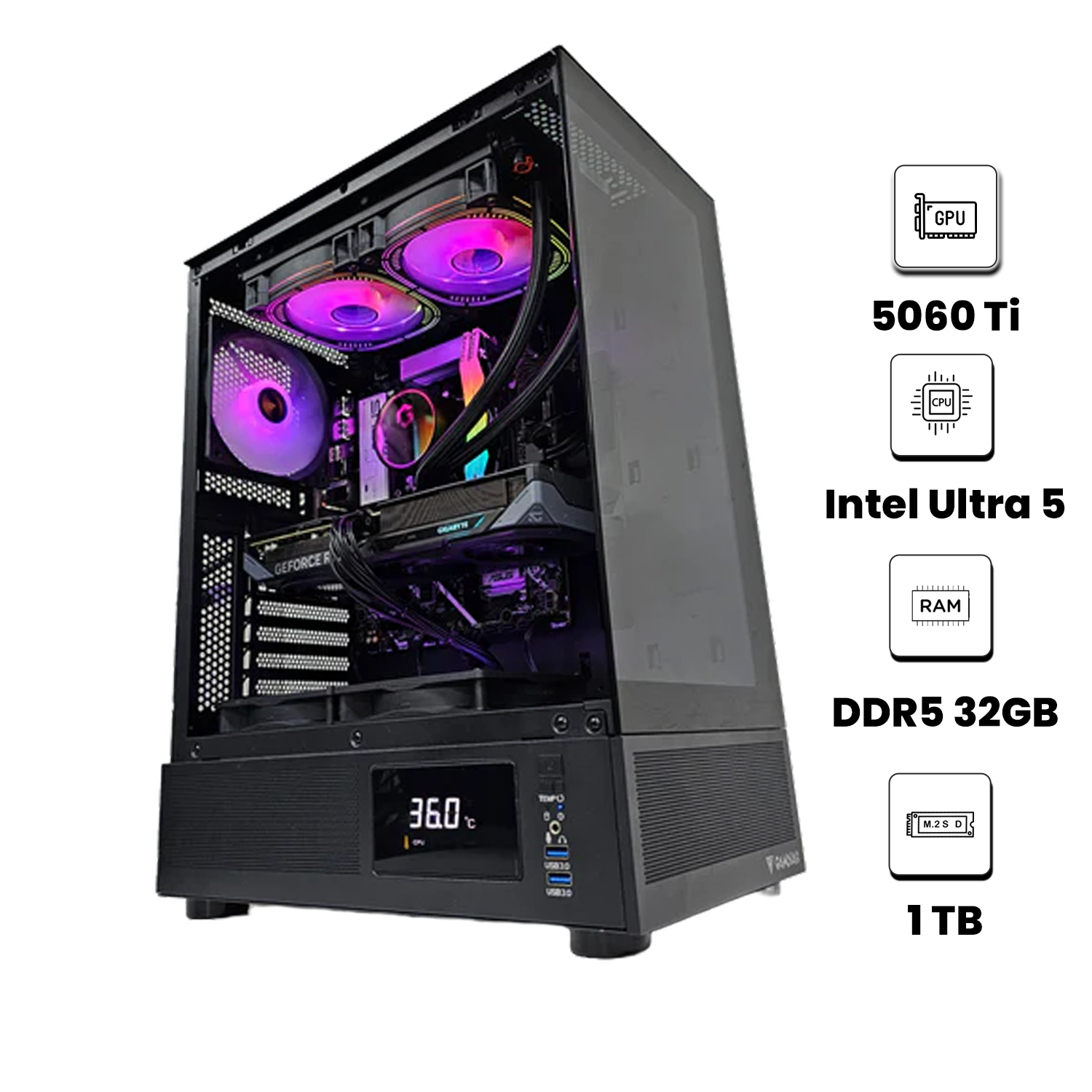 HIGH GAMING PC 171 RTX 5060 Ti 8GB Intel Core Ultra 5 225F - بي سي ألعاب ممتاز
