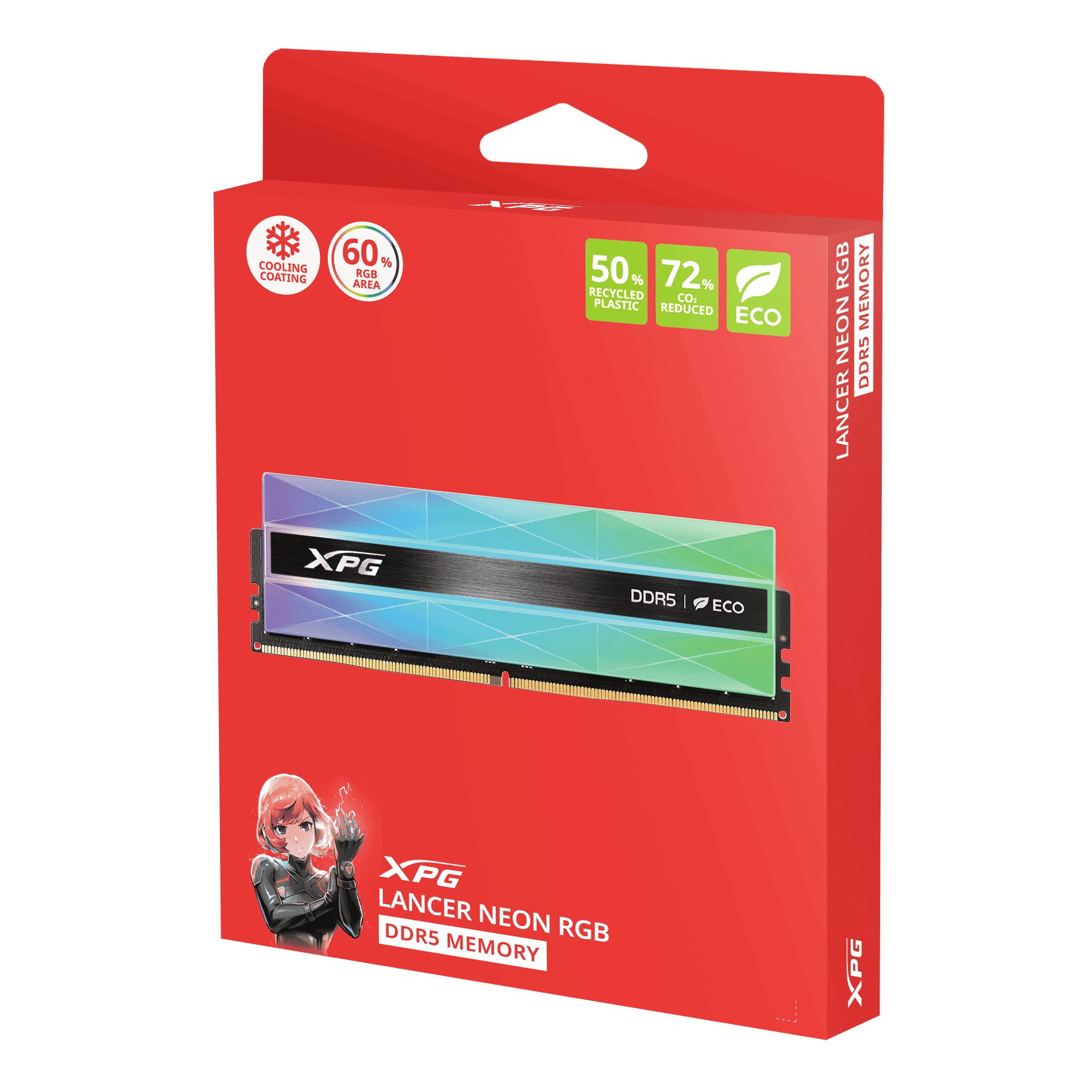 XPG LANCER NEON RGB 32GB (16GB*2) DDR5 RAM 8000 MHz CL38 - الذاكرة العشوائية