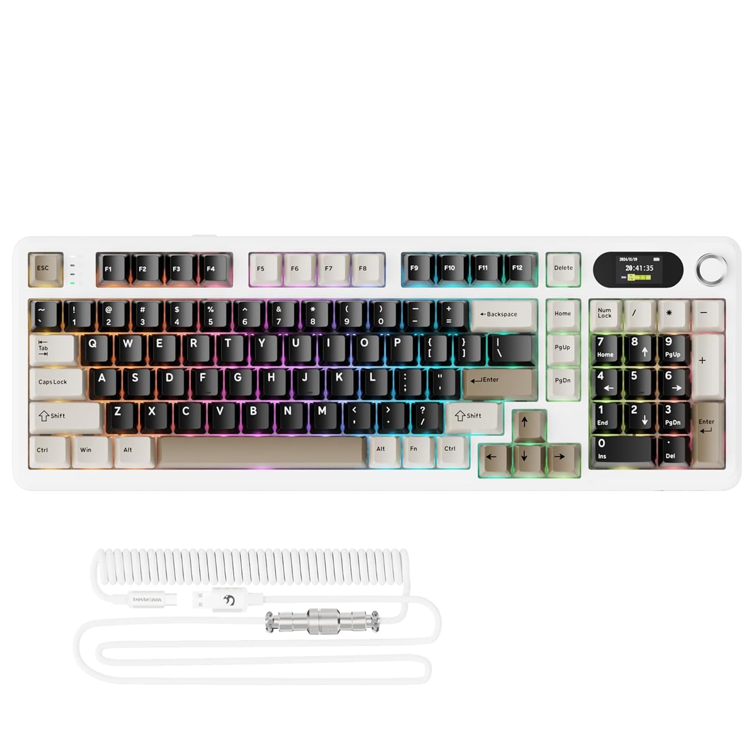 ATTACK SHARK X98PRO Wireless, Tri-Mode Gaming Mechanical Keyboard Cheese White - كيبورد ميكانيكي أبيض