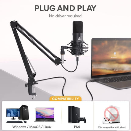 MAONO AU-A04 Condenser Microphone Kit (Black) - ميكروفون و ستاند - PC BUILDER QATAR - Best PC Gaming Store in Qatar 