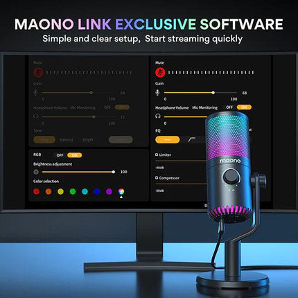 MAONO DM30 Programmable USB Condenser Microphone Black - مايك أحترافي - PC BUILDER QATAR - Best PC Gaming Store in Qatar 