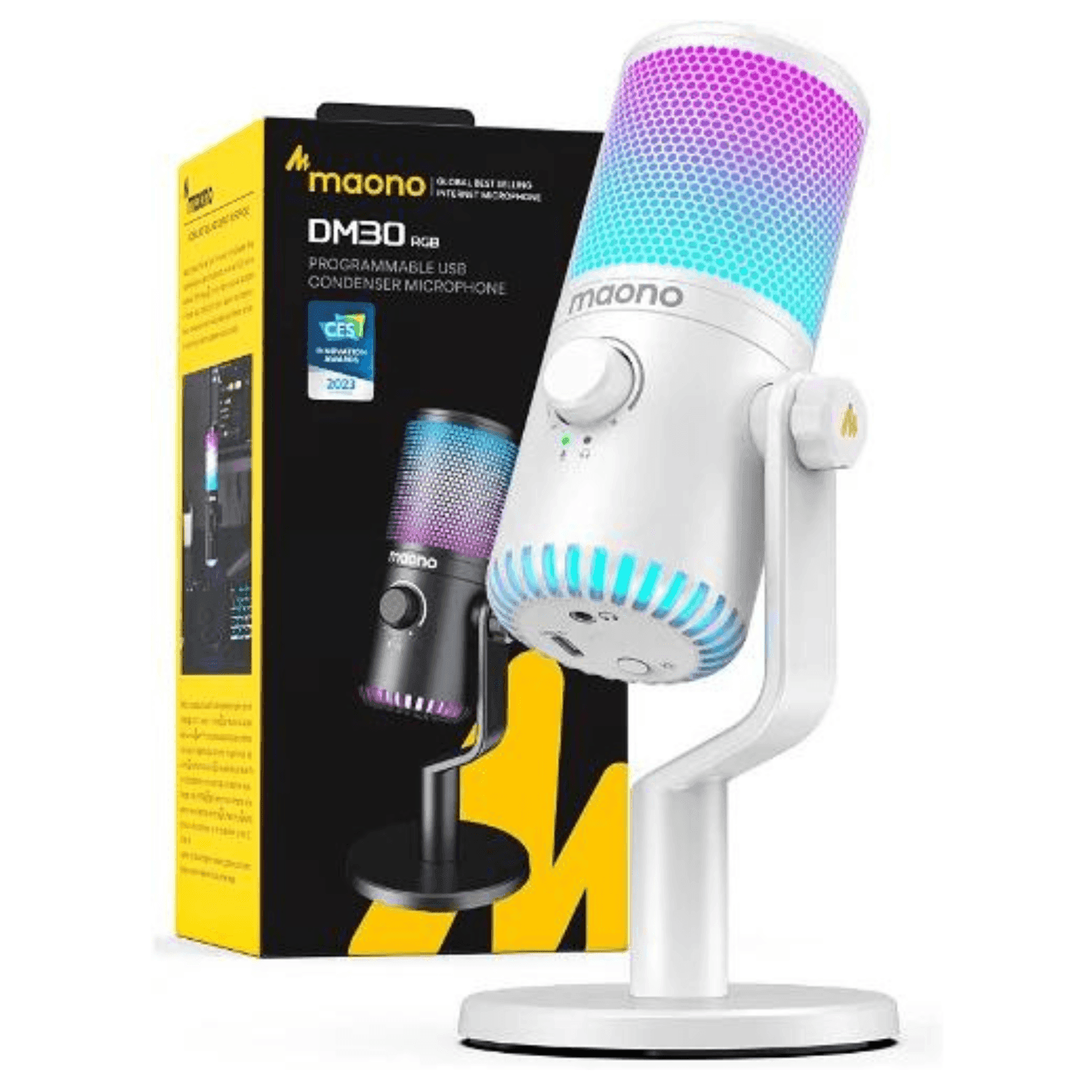 MAONO DM30 RGB Gaming White Microphone for Pc - ميكروفون أبيض MAONO DM30 RGB Gaming White Microphone for Pc - ميكروفون أبيض