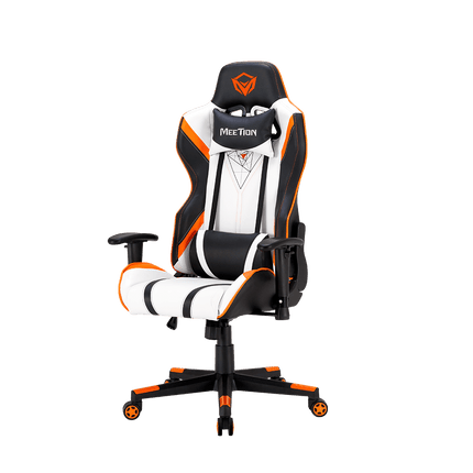MeeTion 180 ° Adjustable Backrest E-Sport Gaming Chair CHR15 - Black , White and Orange - كرسي