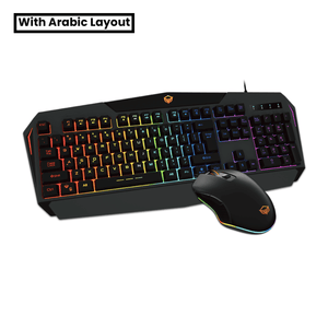 MeeTion Backlit C510 Mouse, English / Arabic Gaming Keyboard - ماوس و كيبورد مع احرف عربيه