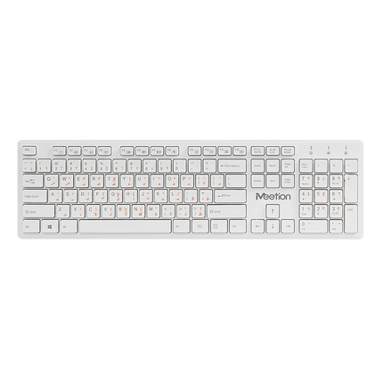 MeeTion Chocolate Wireless Arabic Keyboard WK841 - White - لوحة مفاتيح مع احرف عربيه⁩