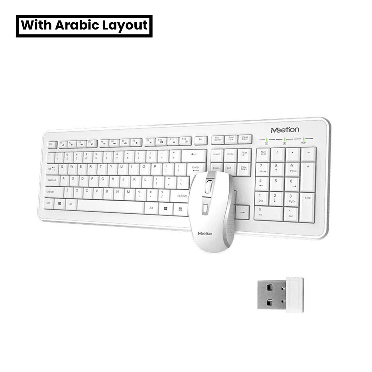 MeeTion Little 2.4Ghz Wireless Office Mouse and Keyboard Combo English / Arabic White - كيبورد مع احرف عربيه و ماوس مكتبي MeeTion Little 2.4Ghz Wireless Office Mouse and Keyboard Combo English / Arabic White - كيبورد مع احرف عربيه و ماوس مكتبي