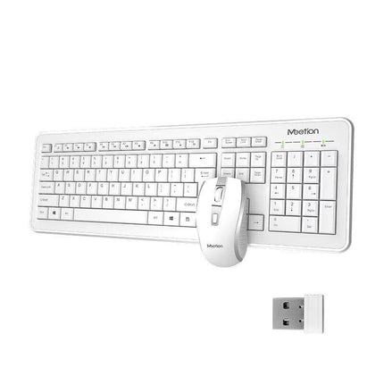 MeeTion Little 2.4Ghz Wireless Office Mouse and Keyboard Combo English / Arabic White - كيبورد مع احرف عربيه و ماوس مكتبي⁩ - PC BUILDER QATAR - Best PC Gaming Store in Qatar 
