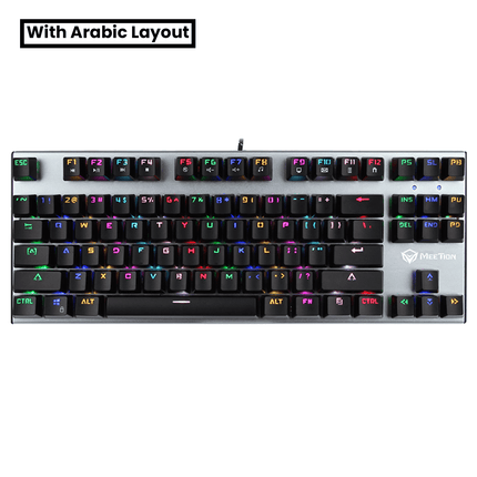 MeeTion MK04 Mechanical English  Arabic Keyboard Blue Switches - كيبورد ميكانيكي مع احرف عربيه