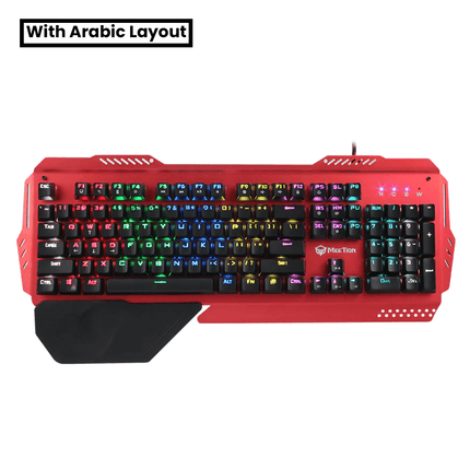 MeeTion MK20 Mechanical English  Arabic Keyboard Blue Switches - Red - كيبورد ميكانيكي مع احرف عربيه