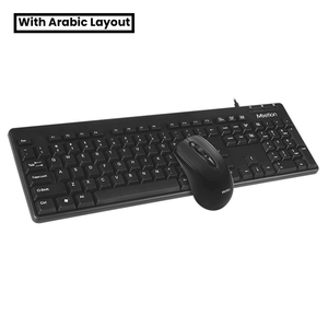 MeeTion Office Wired Office Mouse and Keyboard Combo AT100 English / Arabic Black - كيبورد مع احرف عربيه و ماوس مكتبي⁩