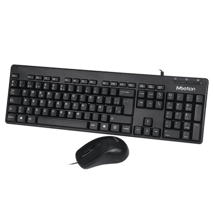 Office Wired Mouse and Keyboard Combo AT100 - black - لوحة مفاتيح و فأرة⁩