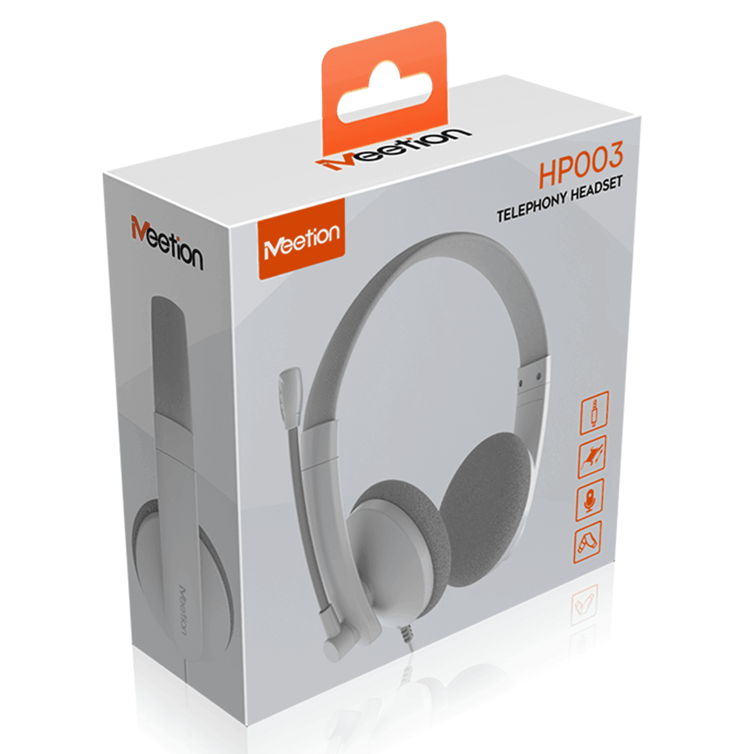 MeeTion Telephony Office Headset 3.5 jack - White - سماعة MeeTion Telephony Office Headset 3.5 jack - White - سماعة