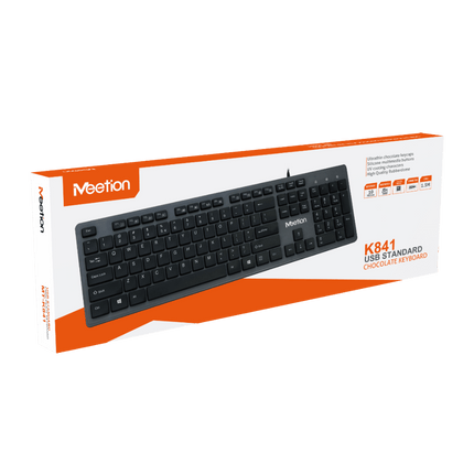 MeeTion Ultra Thin Chocolate Wireless Arabic Keyboard K841 - لوحة مفاتيح مع احرف عربيه⁩