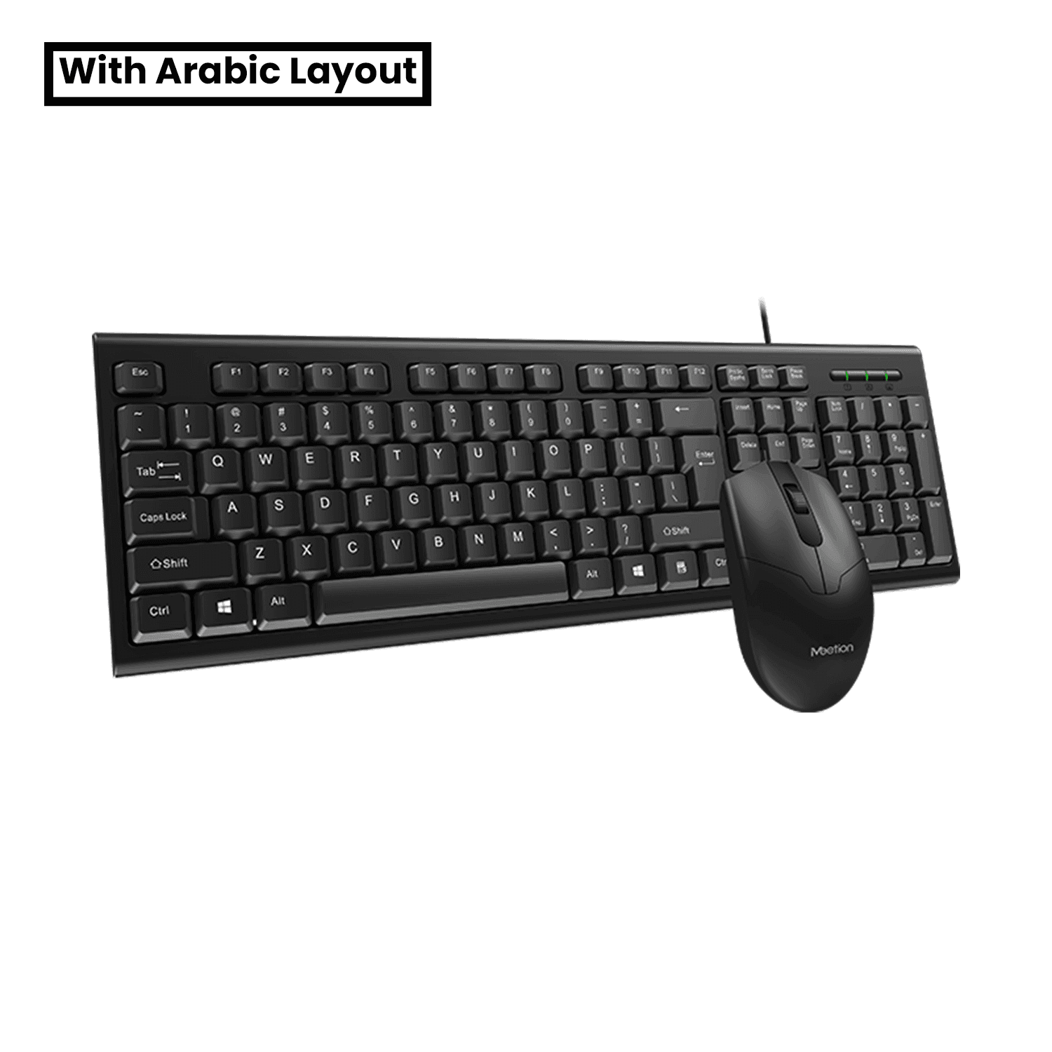 MeeTion USB Wired Office Mouse and Keyboard Combo MT-C100 English / Arabic Black - كيبورد مع احرف عربيه و ماوس مكتبي MeeTion USB Wired Office Mouse and Keyboard Combo MT-C100 English / Arabic Black - كيبورد مع احرف عربيه و ماوس مكتبي