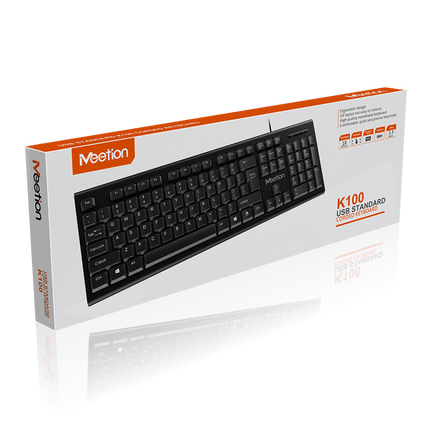 MeeTion Wired Keyboard K100 - لوحة مفاتيح مع احرف عربيه⁩